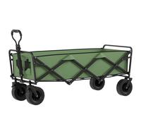 Outsunny Chariot de Jardin Pliable 130L avec Roues, Remorque Robuste avec Freins, Poignée Réglable, vert
