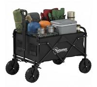 Outsunny Chariot de jardin pliable avec roues verrouillables Poignée réglable Porte-gobelet Charge 80 kg pour camping 85x50x99 cm noir