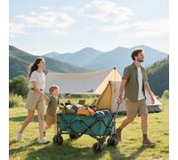 Outsunny Chariot de Jardin Pliable Chariot à Main 360° Chariot de Transport avec Poignée Télescopique Réglable Chariot de Plage jusqu'à 70 kg en Métal Oxford Vert 108 x 55 x 59-89 cm