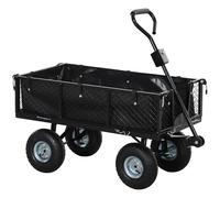 Outsunny Chariot de Jardin Robuste avec Doublure Amovible, côtés à dégagement Rapide, Roues pneumatiques de 25,4 cm, poignée rotative à 180°, capacité de 300 kg, Noir
