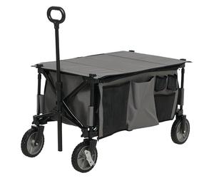 Outsunny Chariot de Plage, Chariot de Transport Pliable 4 Roues bâche Amovible poignée télescopique Inclinaison réglable Plateau Pliable et 5 Sacs de Rangement 108 x 55 x 93 cm Gris foncé