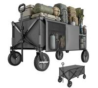 Outsunny Chariot de Plage Pliable 4 Roues, 108 x 55 x 93 cm Gris Foncé