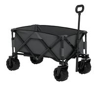 Outsunny Chariot de Plage Pliable poignée réglable, Chariot de Transport à roulettes Tout Terrain, charrette pour extérieur Camping Pique-Nique jusqu'à 70 kg, Gris foncé
