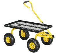 Outsunny Chariot de Transport Jardin 4 Roues 94L x 48,5l x 100H cm Jaune
