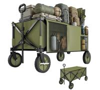 Outsunny Chariot de Transport Pliable 4 Roues, 108 x 55 x 93 cm Vert | Bâche Amovible, Poignée Télescopique, Inclinaison Réglable, Plateau Pliable, 5 Sacs de Rangement