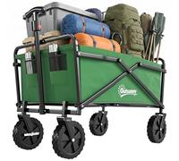 Chariot de transport - Outsunny - à roulettes - pliable - charge 40 kg - poignée ajustable - cadre en métal - vert foncé