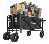 Outsunny Chariot de Transport Pliable, Chariot de Plage 4 Roues Dont 2 Roues Universelles, 140L 100 kg, Poignée Télescopique Inclinaison Réglable Plateau Pliable, pour Plage, Camping, Jardin, Noir