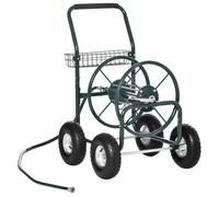 Outsunny Dévidoir sur Roues 70 m - dévidoir métal - dévidoir Chariot - Enrouleur Tuyau d'arrosage - poignée antidérapante, Panier Rangement - métal Vert