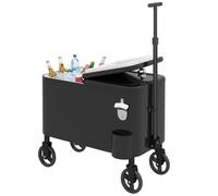 Outsunny Chariot réfrigérant 56 L avec roues poignée réglable ouvre-bouteilles récupérateur de capsules drainage et poignée 75x35x120 cm Noir