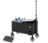 Outsunny Chariot Réfrigéré avec Roues, Ouvre-Bouteilles et Couvercle - Glacière Mobile pour Terrasses et Fêtes