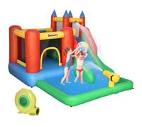 Outsunny Château gonflable avec toboggan piscine et mur d'escalade pour enfants 3-8 ans avec gonfleur dim. 330L x 245l x 215H cm - multicolore