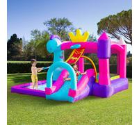 Outsunny Château Gonflable avec Toboggan, Trampoline, Piscine et Panier pour Enfants +3 Ans - gonfleur dim. 300L x 270l x 200H cm Multicolore