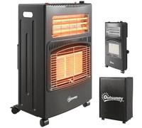 Outsunny Chauffage d'Appoint Gaz Électrique 4200W/1200W Infrarouge Pliable | Poêle à Gaz, 3 Niveaux, 2 Freins, Sécurité ODS, Allumage Piézo, Housse, Chauffage pour Terrasse, Jardin, Noir