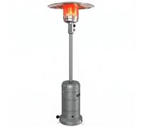 Outsunny Chauffage Extérieur Terrasse Portable 13 kW Gris | Parasol Chauffant Gaz, Niveaux de Chauffe Réglables avec Protection Anti-Basculement et Roulettes pour Jardin