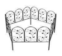 Outsunny Clôture de Jardin Décorative 5 Panneaux de 80x60 cm, Panneaux de Clôture Antirouille pour Animaux Bordure Paysagère Fleurs Patio, Noir