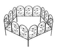 Outsunny Clôture de Jardin Décorative 5 Panneaux de 80x60 cm pour Animaux Fleurs Patio, Panneaux de Clôture Antirouille, Noir