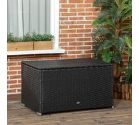 Outsunny Coffre de Jardin en Rotin et Acier avec Couvercle, 95x60x53cm, Noir