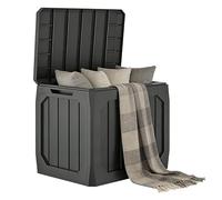 Outsunny Coffre de rangement exterieur 121L, coffre de jardin avec poignées, conteneur étanche, malle de rangement en PP extérieur intérieur jardin terrasse, 56 x 45 x 53 cm, noir
