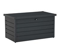 Outsunny Coffre de rangement extérieur 311L en acier avec serrure clé pistons pneumatiques pour jardin, terrasse, patio 120 x 62 x 62 cm Gris foncé