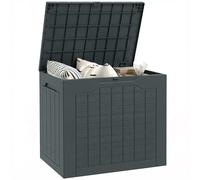 Outsunny Coffre de rangement extérieur 93L avec poignées encastrées, malle de rangement extérieur étanche pour jardin terrasse, 56 x 41 x 50 cm, gris foncé