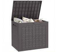 Outsunny Coffre de rangement extérieur 93L avec poignées encastrées, malle de rangement extérieur étanche pour jardin terrasse, 56 x 41 x 50 cm, marron