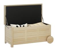 Outsunny Coffre de rangement extérieur en bois 185L avec roulettes et bâche intérieure imperméable Malle de rangement 110 x 50 x 50 cm bois naturel