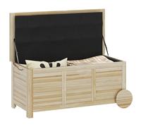 Outsunny Coffre de rangement extérieur en bois 185L, malle de rangement avec roulettes et bâche intérieure imperméable, 110 x 50 x 50 cm, bois naturel