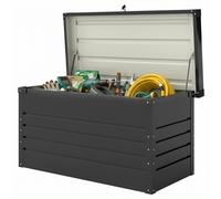 Outsunny Coffre de rangement métal boîte de jardin 450L double vérins à gaz verrouillable pour coussins outils gris anthracite