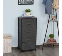 HOMCOM Commode en Tissu Meuble de Rangement 4 tiroirs chiffonnier dim. 45L x 30l x 92H cm Cadre en métal Gris