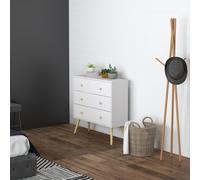 Outsunny Commode Scandinave 3 Tiroirs Pieds Inclinés en Pin Blanc | Aosom France