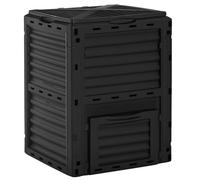 Outsunny Composteur de Jardin 300L Bac Composteur Jardin 48 Aérations Noir | en Polypropylène, Couvercle Pratique et Sécurisé