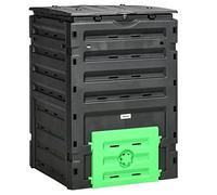 Outsunny Composteur de Jardin 450 L Bac Composteur 80 Aérations Noir