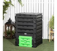 Outsunny Composteur de jardin 450 L, bac composteur pour jardin, 80 aérations et 2 portes coulissantes, 69 x 71 x 103 cm, noir