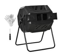 Outsunny Composteur de jardin - bac à compost rotatif 360° - double chambre 160 L - acier PP noir