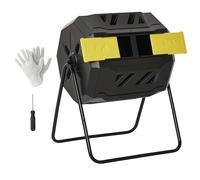 Outsunny Composteur d'extérieur rotatif à 360° avec portes coulissantes et cadre en acier massif, jaune - 160 l