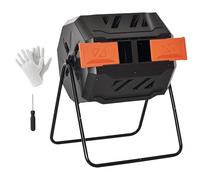 Outsunny Composteur d'extérieur rotatif à 360° avec portes coulissantes et cadre en acier massif Orange 160 l