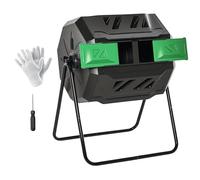 Outsunny Composteur extérieur pivotant à 360° avec portes coulissantes et cadre en acier massif Noir 160 l