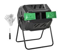 Outsunny Composteur Rotatif 160L à Double Chambre extérieur, Noir