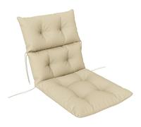 Outsunny Coussin de Chaise - 115 x 56 cm - avec Cordons de Serrage - Dossier - 10 cm d'épaisseur - Imperméable - pour Maison, Jardin, Bureau - Beige