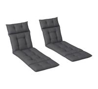 Outsunny Coussin de transat Lot de 2, 190x56x10 cm Gris foncé | Coussins de chaise lounge jardin, tissu UPF20+ 220gsm, coussins remplacement épais pour transat, 6 attaches