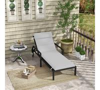 Outsunny Coussin pour Chaise Longue et Transat en Tissu avec Lanières de Fixation, Gris Clair