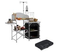 Outsunny Cuisine de Camping Meuble de Cuisine avec Rangement, Table d'extérieur Pliante Portable, Station de Cuisson en Aluminium avec Sac de Transport