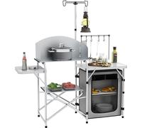 Outsunny Cuisine de camping pliable, cuisine d'extérieur avec protection UV, protection contre le vent, argent