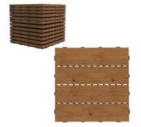 Outsunny Dalles terrasse - caillebotis - Lot de 12 pcs, Surface Max. 1,08 m²- emboîtables, Installation très Simple, dim. 30 x 30 cm