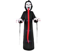 Outsunny Décoration d'halloween Squelette Gonflable effrayante 3 m | Squelette géant gonflable à longue langue avec lumières LED intégrées, cour, jardin, intérieur, extérieur, décoration