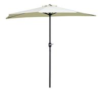 Outsunny Demi parasol Ø 2,6 m, parasol de balcon 5 entretoises acier polyester beige