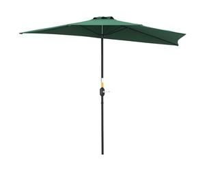 Outsunny Demi-Parasol Ø 2,7 m parasol de balcon 5 entretoises métal polyester vert