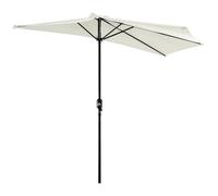 Outsunny Demi-Parasol Ø 2,7 m parasol de balcon 5 entretoises métal polyester crème