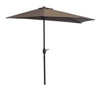 Outsunny Demi-parasol 2,7 x 1,4 m parasol de balcon ouverture fermeture manivelle, 5 entretoises métal, polyester 180 g/m², café
