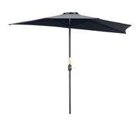 Outsunny Demi-parasol de Balcon 2,7 x 1,4 m avec Ouverture Fermeture Manivelle, de Jardin Extérieur 5 Entretoises en Métal, Polyester 180 g/m², Gris